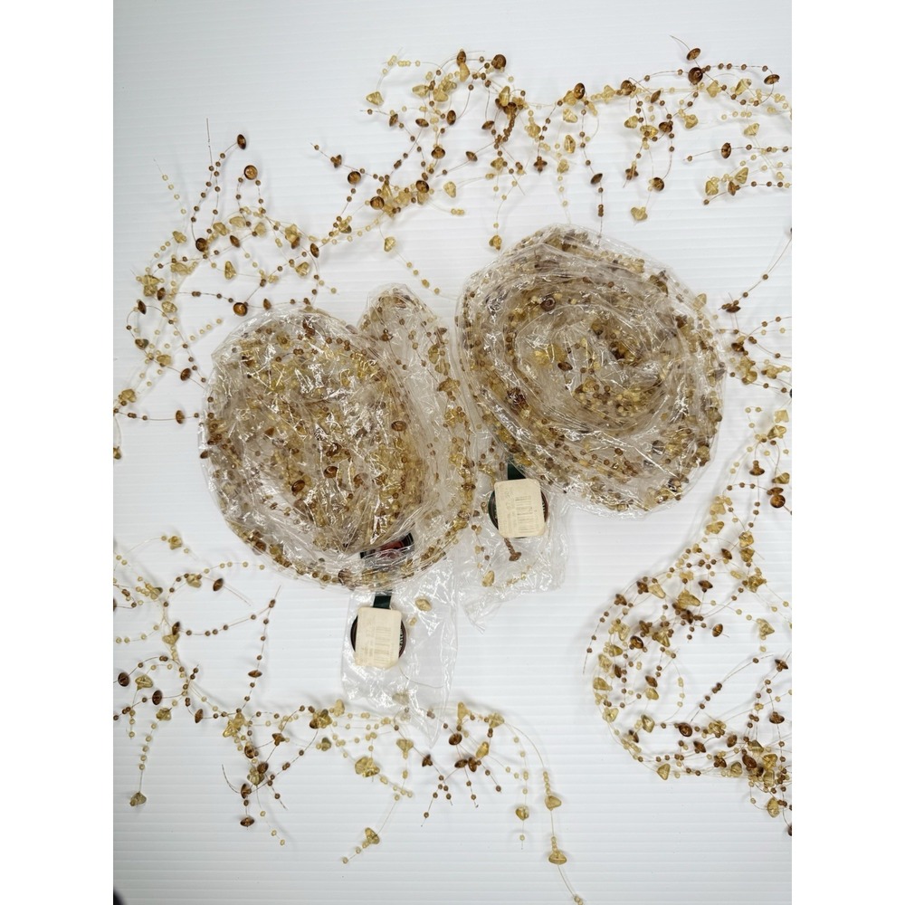 Lot Of 3 Sullivans GD1037 Flexible Amber Bead Wire Garland Christmas Decor NWT
